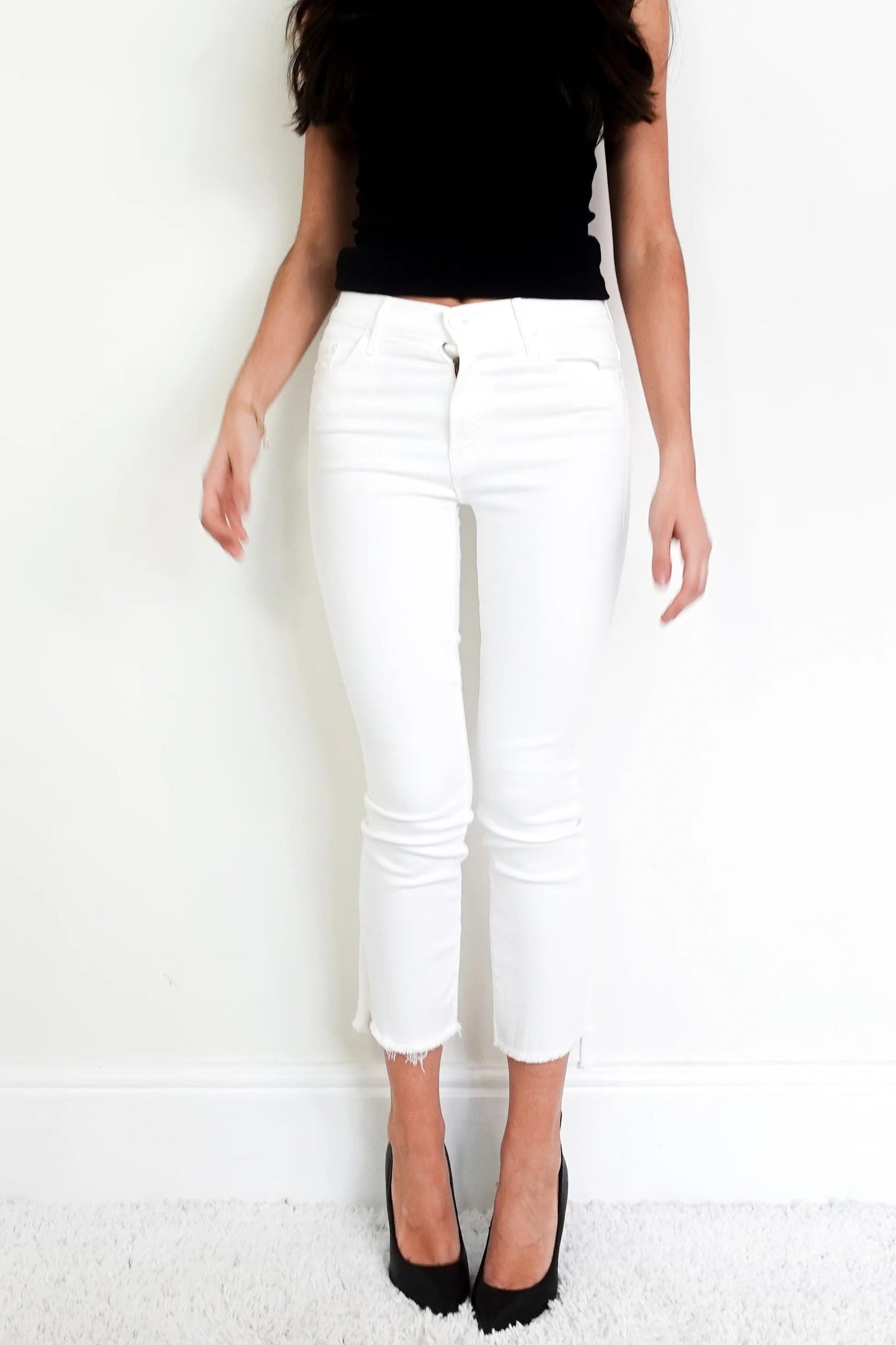 Mother White cropped jeans